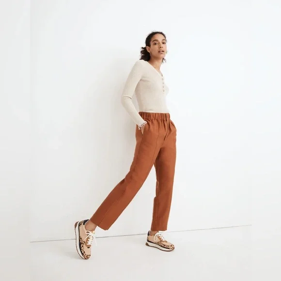 Madewell Tapered Huston Pull-On Crop Pants Burnt Clay Small - Picture 11 of 11